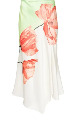 ALICE+OLIVIA Floral-print satin skirt