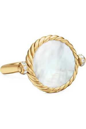 David Yurman 18kt yellow DY Elements Reversible Swivel diamond ring (15mm)