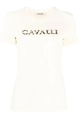 Roberto Cavalli Logo-embroidered cotton T-shirt