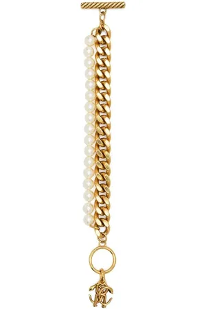 Roberto Cavalli Faux-pearl logo-charm bracelet