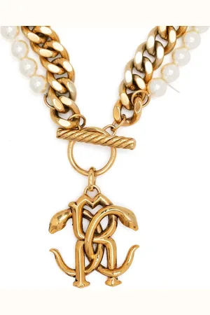 Roberto Cavalli Logo faux-pearl chain necklace
