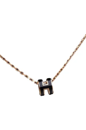 Hermès 20th Century Rose Gold Enamel Mini Pop H Pendant costume necklace