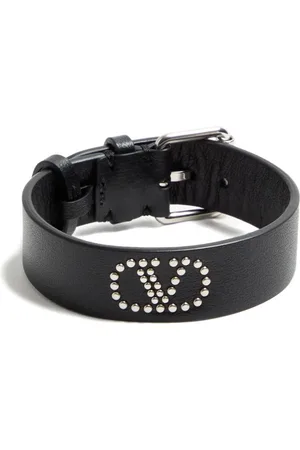 VALENTINO GARAVANI VLOGO SIGNATURE LEATHER AND METAL BRACELET