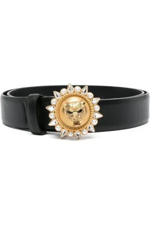 Roberto Cavalli Tiger-detailed leather belt