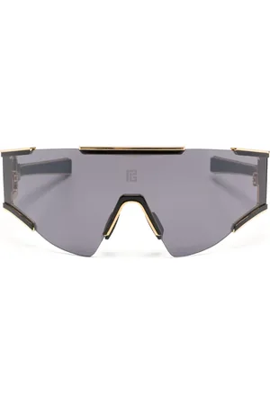 Balmain Logo-print shield-frame sunglasses