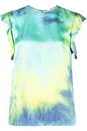 Roberto Cavalli Ruffle-sleeve tie-dye blouse