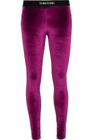 Tom Ford Logo-waist velvet leggings