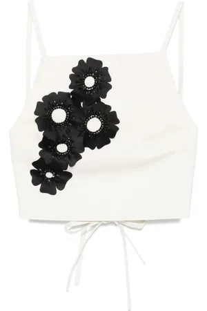 Msgm Floral-appliqué top