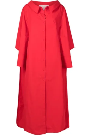 VALENTINO GARAVANI Cape-detail cotton maxi dress
