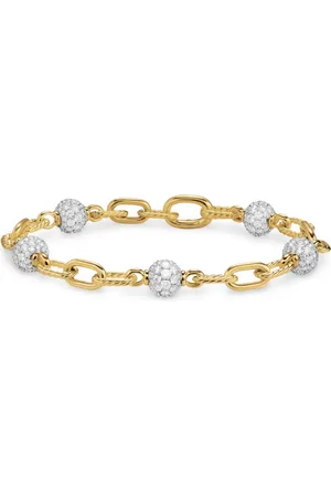 David Yurman 18kt yellow DY Madison beaded diamond bracelet (6mm)