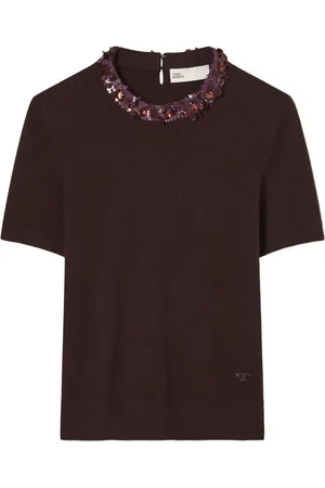 Tory Burch Embroidered-neckline t-shirt