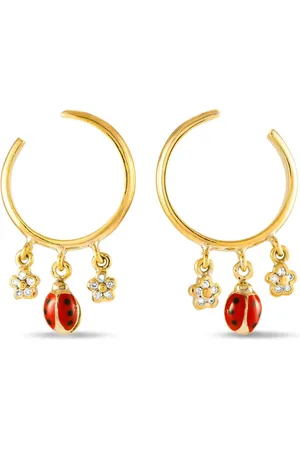 Aaron Basha 18K yellow ladybug diamond earrings