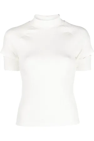 Helmut Lang Ribbed cut-out sleeve top