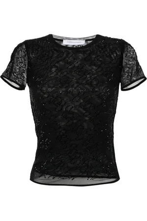 BLUMARINE Crystal-embellished tulle T-shirt
