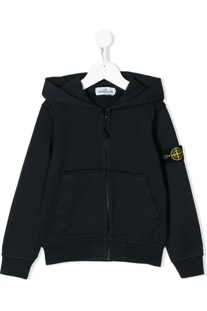 Stone Island Zip-up logo patch hoodie