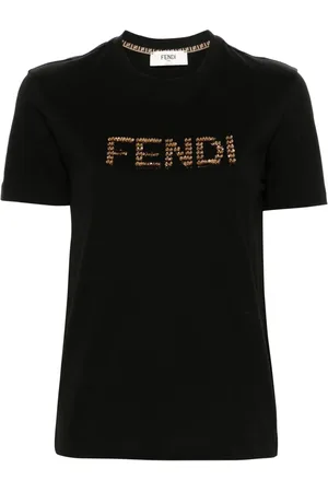 Fendi Sequin logo-detail cotton T-shirt