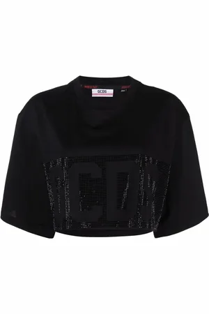 GCDS Cropped studded-logo T-shirt