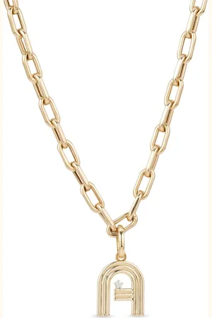 Adina Reyter 14K yellow Groovy Initial diamond pendant