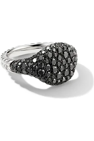 David Yurman 18kt white gold Chevron diamond pinky ring (10mm)