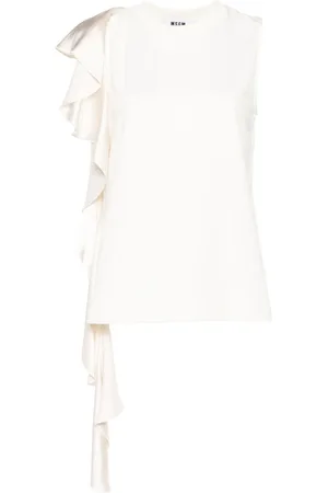 Msgm Draped-detail cotton blouse