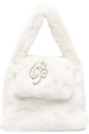 BLUMARINE Logo lettering faux-fur tote bag