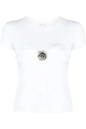 BLUMARINE Floral-appliqué cotton T-shirt