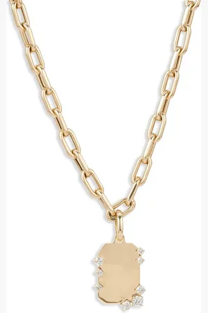 Adina Reyter 14K yellow Dog Tag diamond necklace