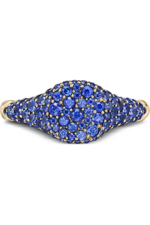 David Yurman 18kt yellow Petite Pavé sapphire pinky ring (7mm)