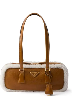 Prada Medium shearling leather tote bag