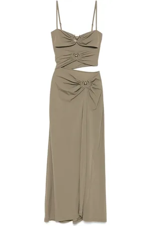 CHRISTOPHER ESBER Ruched orbit midi dress