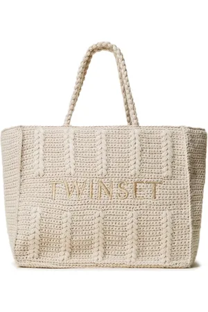 Twin-Set Logo-embroidered woven tote bag