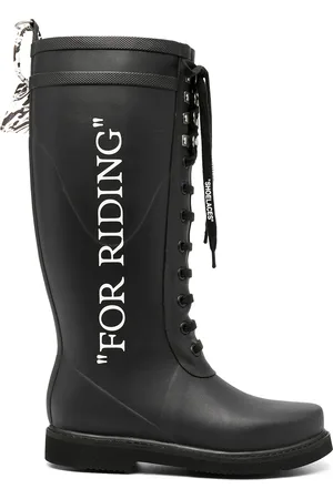 OFF-WHITE Quote-motif lace-up riding boots