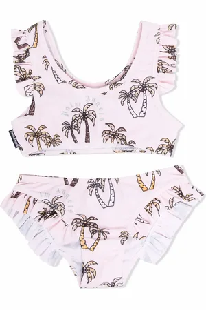 Palm Angels Palm-tree print ruffled bikini