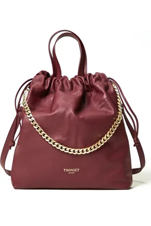 Twin-Set Drawstring leather tote bag