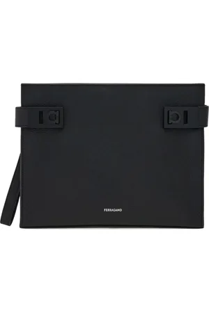Salvatore Ferragamo Gancini-buckle leather clutch bag
