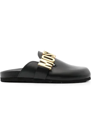 Moschino Logo-lettering leather clogs