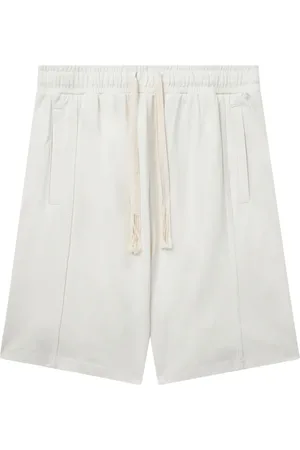 FIVE CM Slogan-embroidered cotton shorts