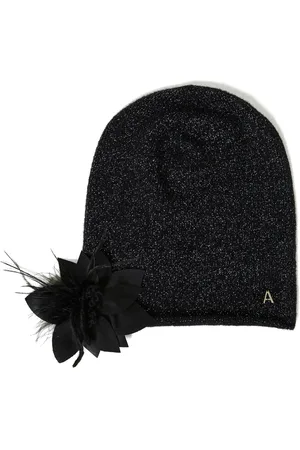 Twin-Set Floral brooch knit beanie