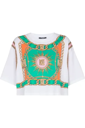 Balmain Foulard-print cropped T-shirt