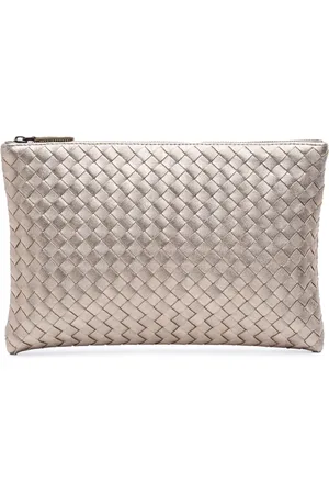 Bottega Veneta 2012-2024 Metallic Grosgrain Intrecciato clutch bag