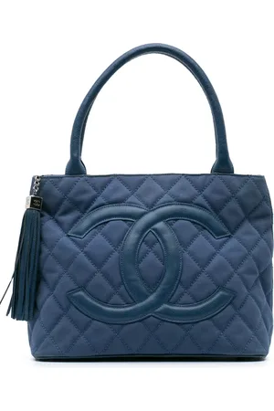 CHANEL 2004-2005 Quilted Canvas and Caviar Tassel tote bag
