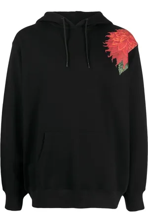 YOHJI YAMAMOTO Flower-print cotton hoodie