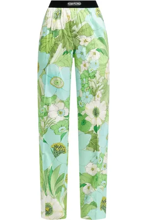 Tom Ford Logo-waistband floral-print trousers
