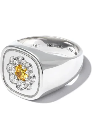 Hatton Labs Floral crystal-embellished signet ring
