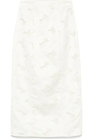 GENNY Floral-embroidered midi skirt