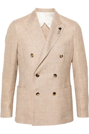 LARDINI Double-breasted m??lange-effect blazer