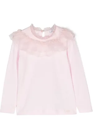 MONNALISA Ruffle-collar stretch-cotton T-shirt