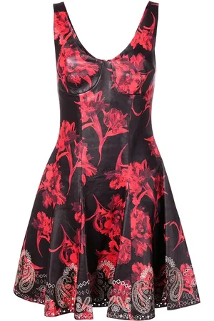 Roberto Cavalli Micro Parrot Tulip print leather dress