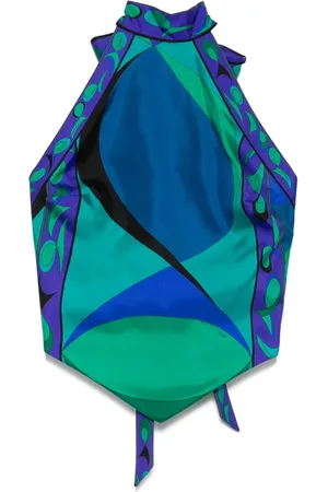 Puccini Pesci-print tie-detail halter top