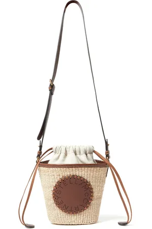 Stella McCartney Logo-appliqué abaca bucket bag